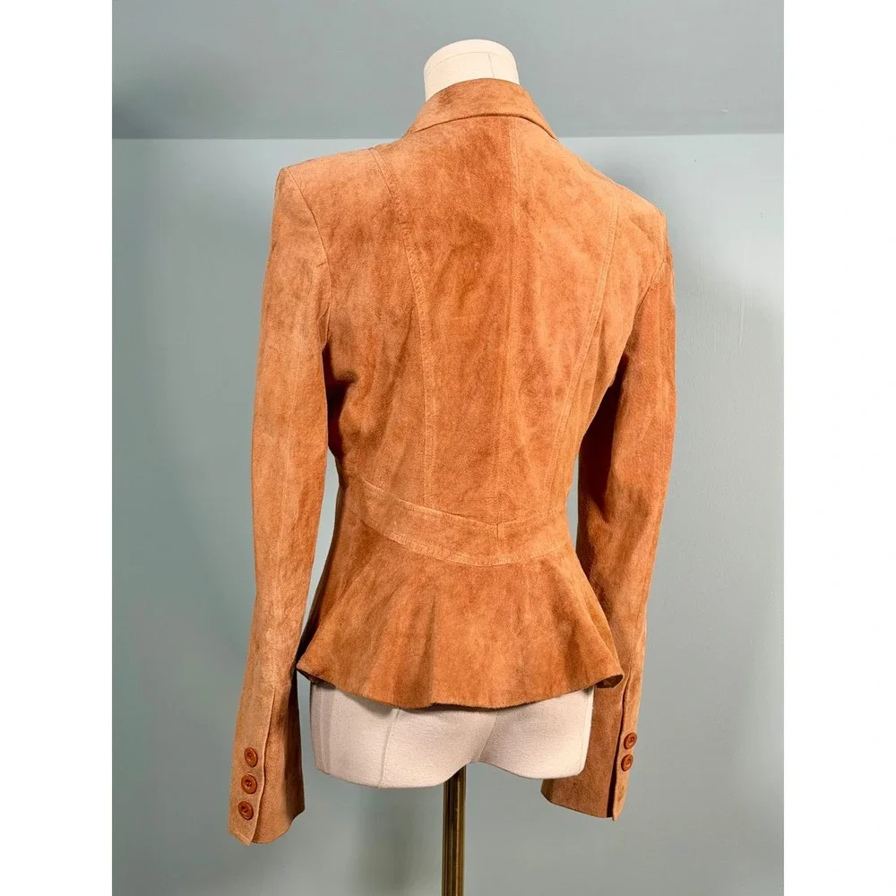 Vintage 2000s Cache Leather Blazer Suede 00s 90s Jacket Y2K Fall Chic Office